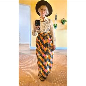 Vintage 1960s Pinafore Patchwork Maxi Dress